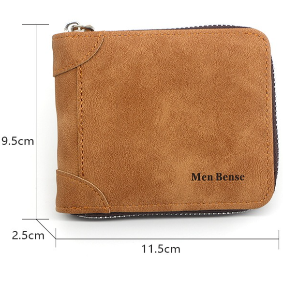 Vintage Matte PU Leather Zip-Around Bifold Wallet for Men, Multi-Card Slot Coin Purse with ID Window, Casual Short Billfold Purse (Brown) - Image 7