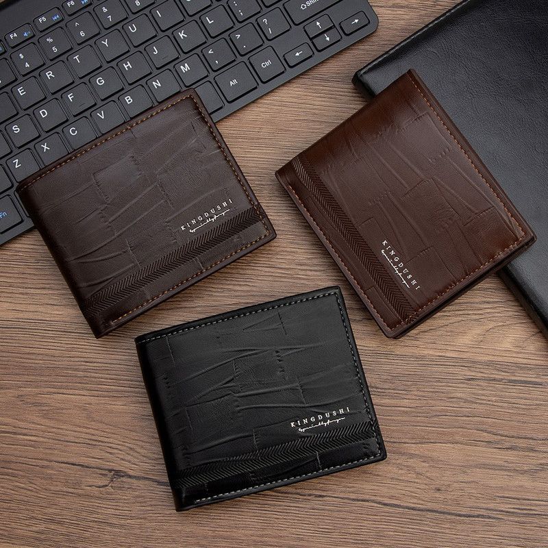 Men's Bifold Embossed PU Wallet, Multi-Card Slots, Dual-Zipper Coin Pocket with ID Window, Business Casual Short Billfold (Brown) - Image 4