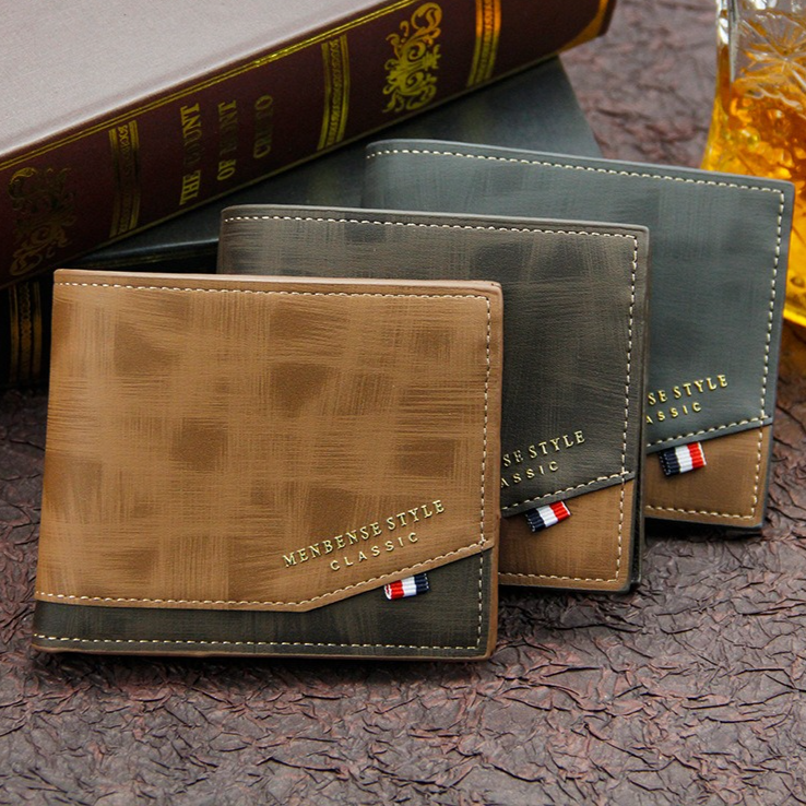 British-Style Two-Tone Bifold Wallet for Men, Matte Printed PU Leather Wallet with Zip Coin Pocket, Multiple Card Slots & ID Photo Window (Brown) - Image 7