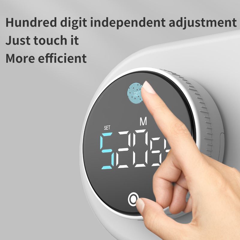 Rotating Digital Kitchen Timer, 999-Minute LED Display Timer with Magnetic Back & Stand, Type-C, for Studying and Exercising—White - Image 5