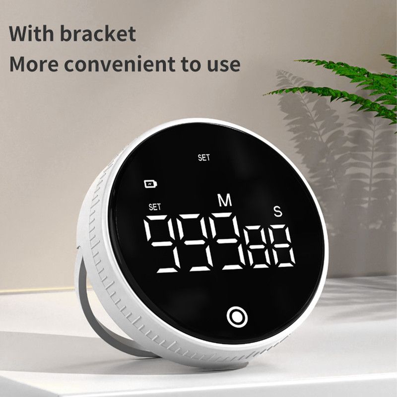 Rotating Digital Kitchen Timer, 999-Minute LED Display Timer with Magnetic Back & Stand, Type-C, for Studying and Exercising—Black - Image 7