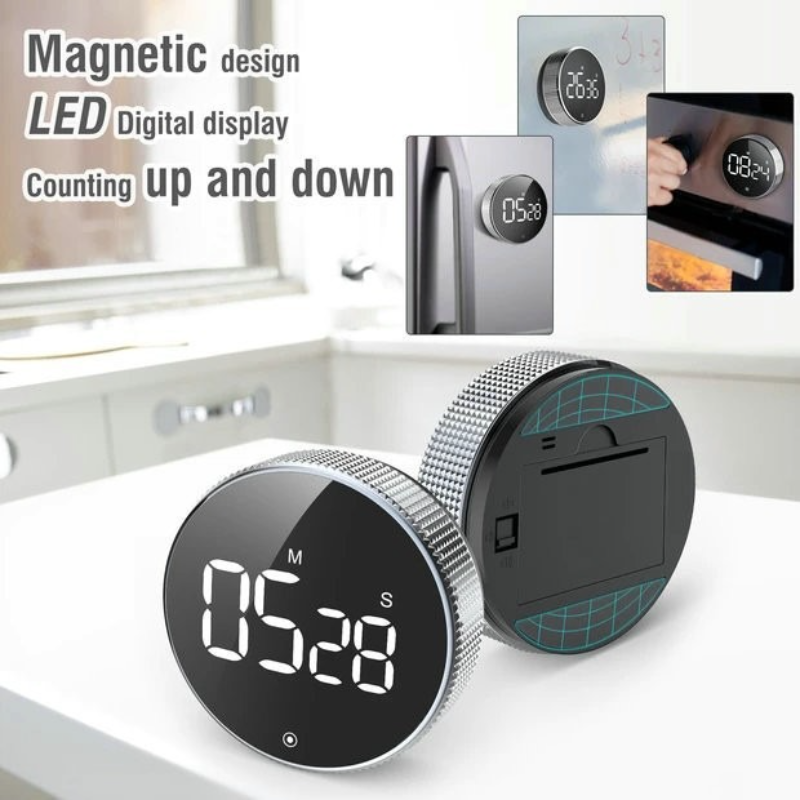 Rotating Magnetic Digital Timer, LCD Display Kitchen Timer with 3 Volume Levels, for Cooking, Studying, and Office Use—Black - Image 3