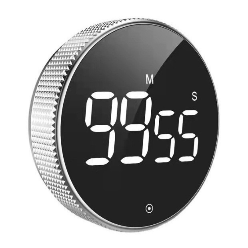 Rotating Magnetic Digital Timer, LCD Display Kitchen Timer with 3 Volume Levels, for Cooking, Studying, and Office Use—Silver - Image 1