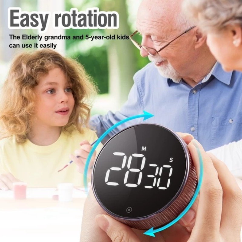 Rotating Magnetic Digital Timer, LCD Display Kitchen Timer with 3 Volume Levels, for Cooking, Studying, and Office Use—Silver - Image 4