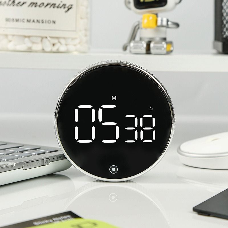 Rotating Magnetic Digital Timer, LCD Display Kitchen Timer with 3 Volume Levels, for Cooking, Studying, and Office Use—Silver - Image 6