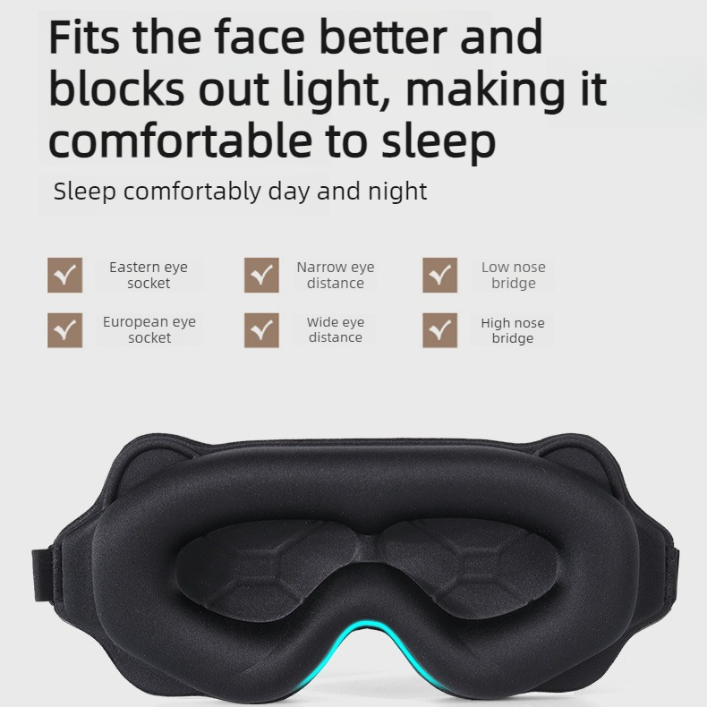 3D Contoured Sleep Mask, Breathable Fabric with Adjustable Strap, Light-Blocking Eye Mask for Sleeping, Napping, and Travel—Black - Image 4