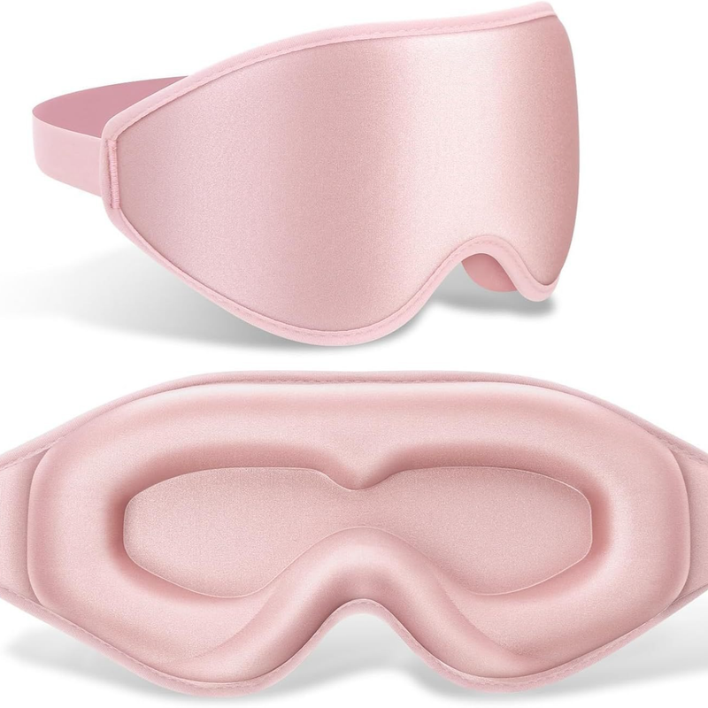 3D Deep Contoured Memory Foam Sleep Eye Mask, Full Light Blocking, Breathable Eye Cover for Travel, Naps, and Nighttime Sleep—Pink - Image 1