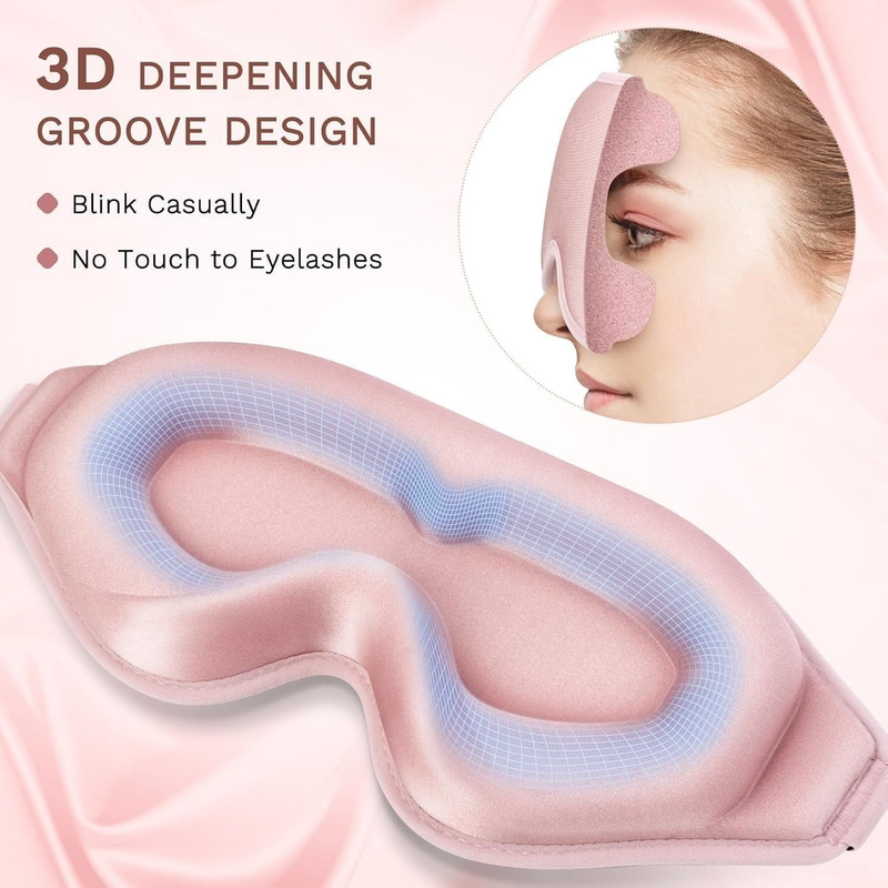 3D Deep Contoured Memory Foam Sleep Eye Mask, Full Light Blocking, Breathable Eye Cover for Travel, Naps, and Nighttime Sleep—Pink - Image 5