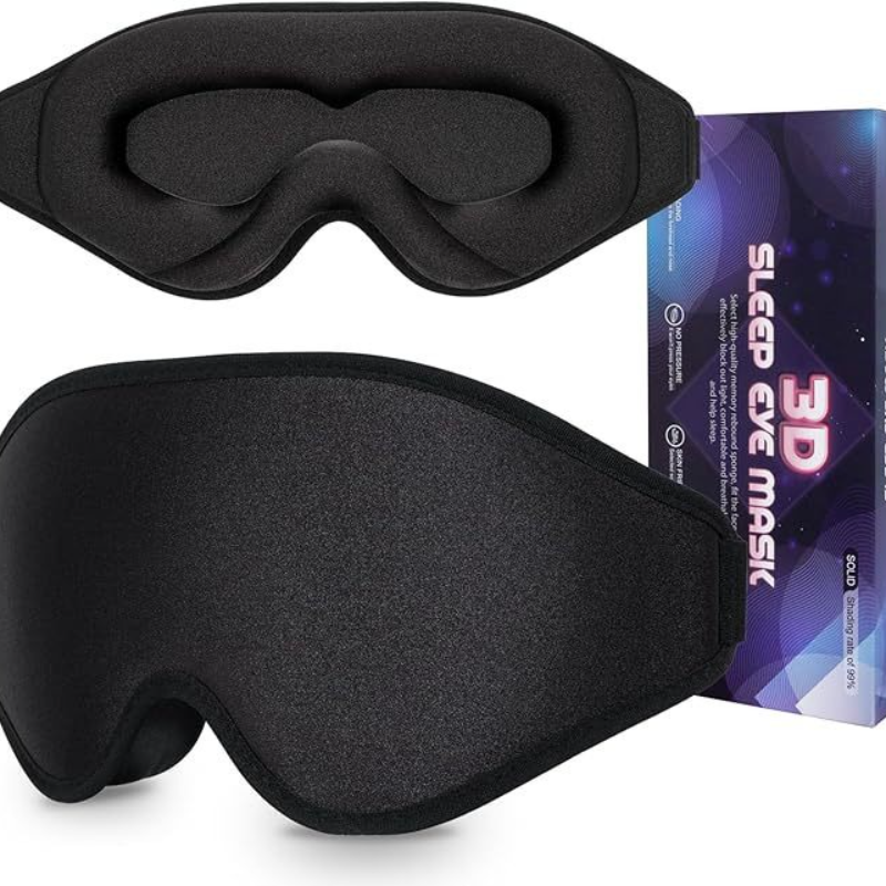 3D Deep Contoured Memory Foam Sleep Eye Mask, Full Light Blocking, Breathable Eye Cover for Travel, Naps, and Nighttime Sleep—Black - Image 1