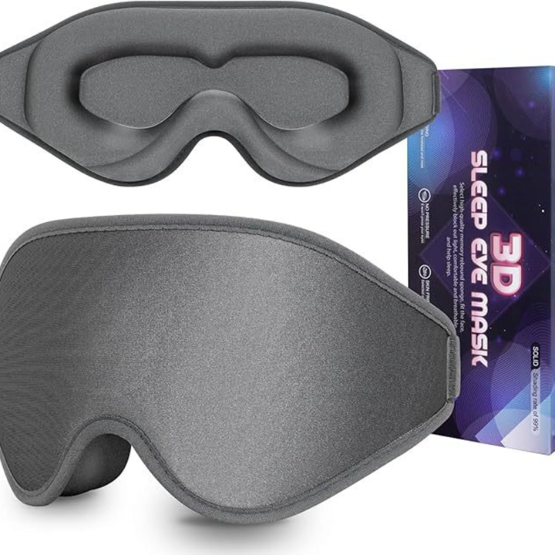 3D Deep Contoured Memory Foam Sleep Eye Mask, Full Light Blocking, Breathable Eye Cover for Travel, Naps, and Nighttime Sleep—Gray - Image 1