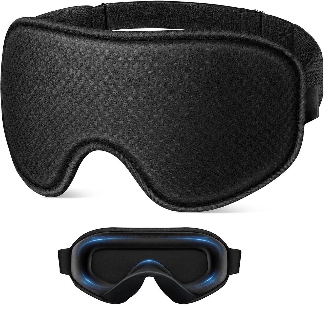 3D Contoured Memory Foam Sleep Eye Mask, Zero-Pressure Breathable Mesh Eye Cover with Adjustable Strap for Travel, Naps, and Nighttime Sleep—Black - Image 1