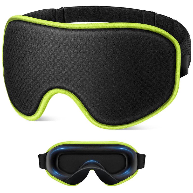 3D Contoured Memory Foam Sleep Eye Mask, Zero Pressure Breathable Mesh Eye Cover with Adjustable Strap for Travel, Naps, and Night Sleep - Green - Image 1