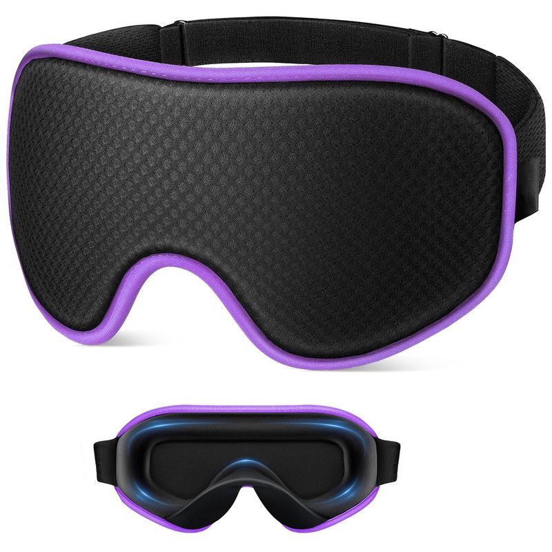 3D Contoured Memory Foam Sleep Eye Mask, Zero Pressure Breathable Mesh Eye Cover with Adjustable Strap for Travel, Naps, and Night Sleep - Purple - Image 1