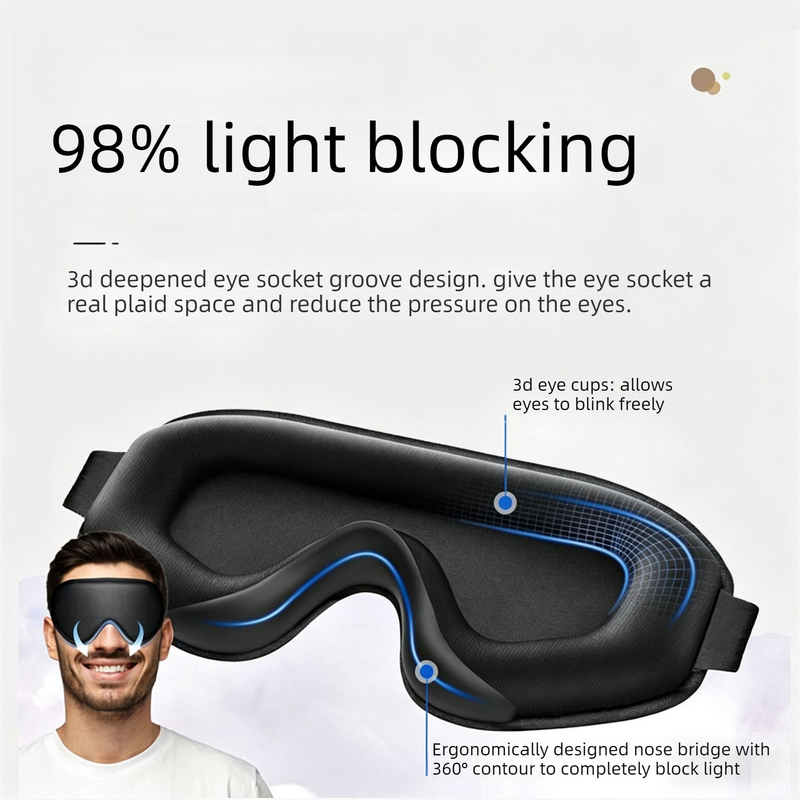 3D Contoured Memory Foam Sleep Eye Mask, Zero Pressure Breathable Mesh Eye Cover with Adjustable Strap for Travel, Naps, and Night Sleep - Purple - Image 3