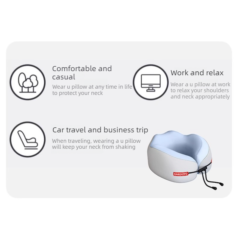 Portable Memory Foam U-Shaped Neck Pillow, Ergonomic 360° Support Adjustable Travel Pillow with Storage Case for Airplane, Car, Office - Gray - Image 5