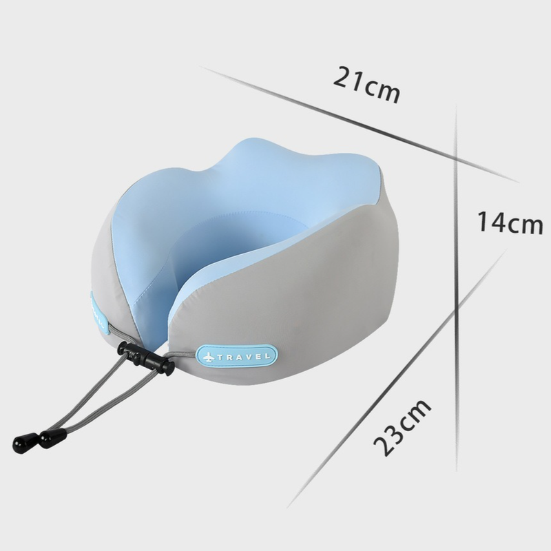 Memory Foam Travel Neck Pillow, U-Shaped Pillow with Ice Silk Cover, Adjustable Lock, and Storage Case for Airplane, Car, Office - Dark Blue - Image 8