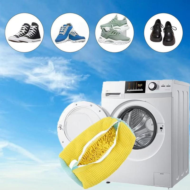 2-Pack Washing Machine Shoe Wash Bags, Thick Chenille Lining Anti-Deformation Laundry Bags with Durable Zippers for Sneakers and Canvas Shoes - White - Image 6