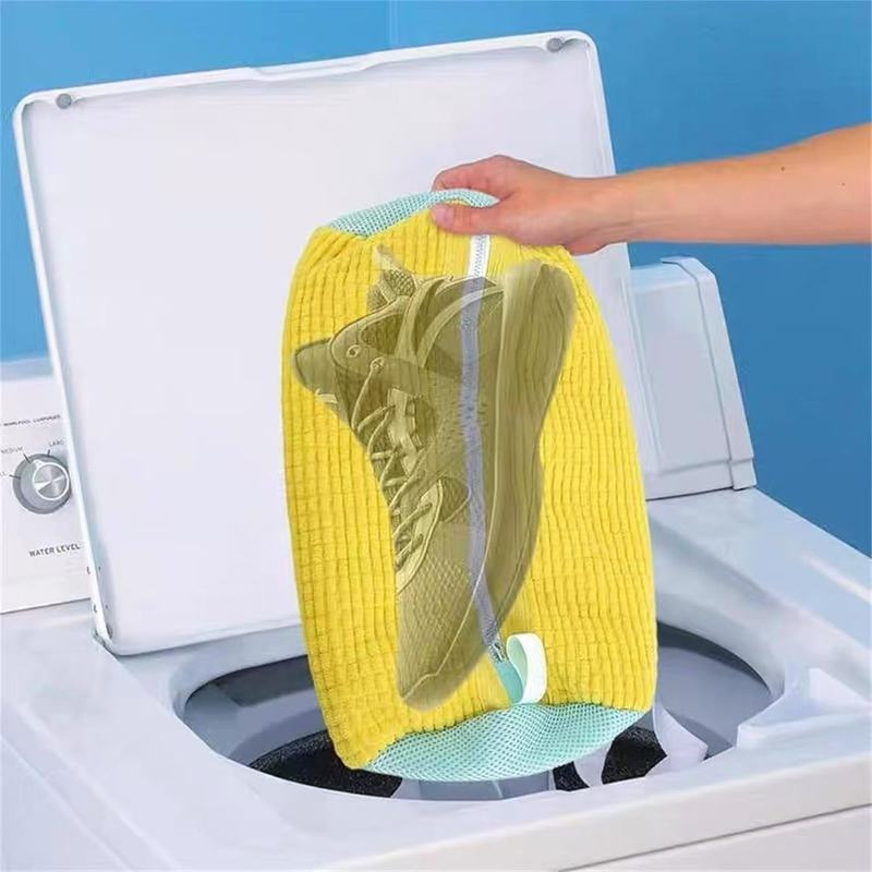 2-Pack Washing Machine Shoe Wash Bags, Thick Chenille Lining Anti-Deformation Shoe Laundry Bags with Durable Zippers for Sneakers and Canvas Shoes - Gray - Image 5