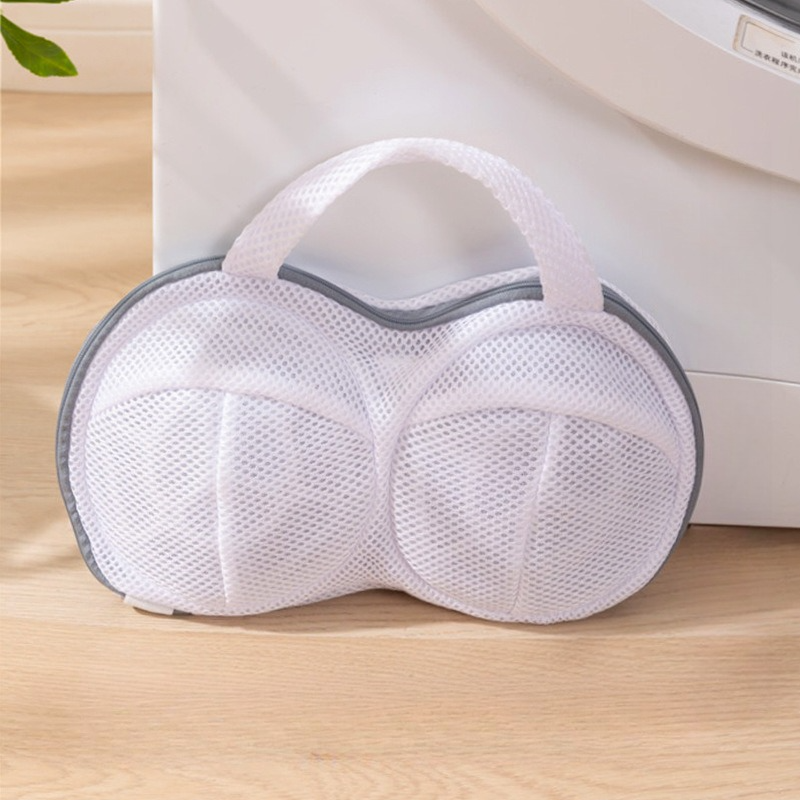 3D Support Bra Laundry Bag, Thick Mesh Bra Wash Bag with Zipper & Handle, Anti-Deformation Bra Protector for Washing Machine - Gray - Image 1