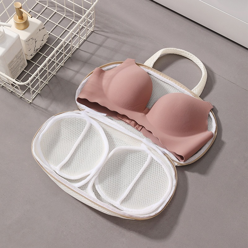 3D Support Bra Laundry Bag, Thick Mesh Bra Wash Bag with Zipper & Handle, Anti-Deformation Bra Protector for Washing Machine - Gray - Image 6