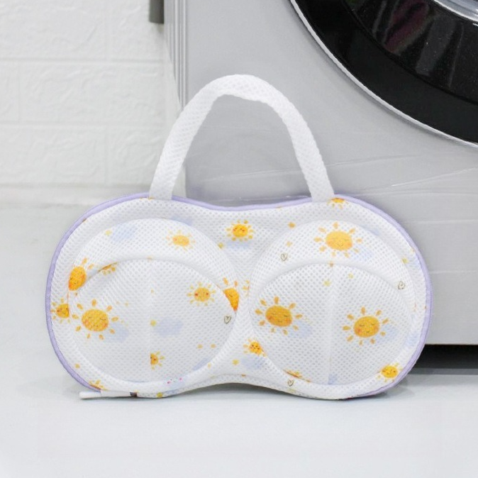 3D Support Bra Laundry Bag, Thick Mesh Bra Wash Bag with Zipper & Handle, Anti-Deformation Bra Protector for Washing Machine - Off-White - Image 1