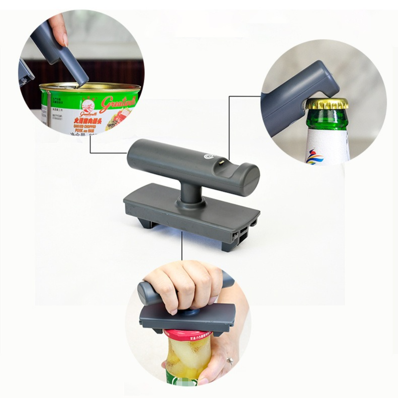 Multi-Function Jar Opener, Adjustable Non-Slip Lid Opener for 20mm-100mm Caps, ABS & Stainless Steel, Easy to Use - Gray - Image 4