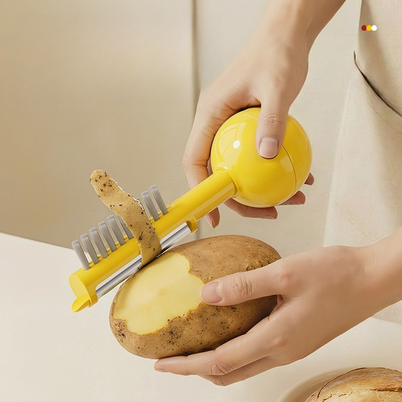 3-in-1 Tumbler Vegetable Peeler, Multi-Function Peeler, Bud Remover, and Cleaner for Fruits and Vegetables - White - Image 6
