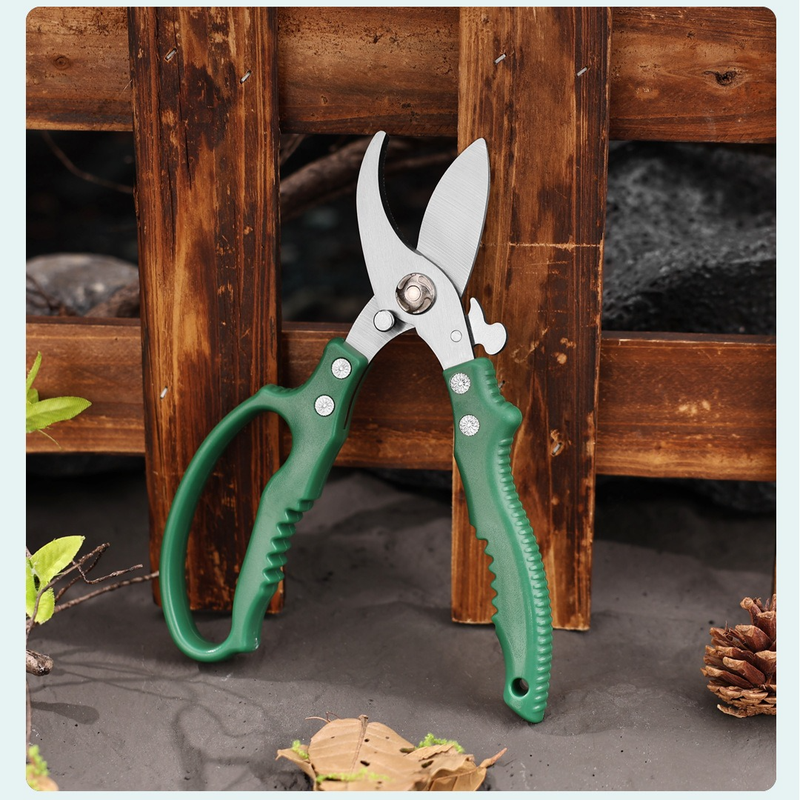 2-Pack Gardening Pruning Shears Set, 30Cr13 Stainless Steel Straight & Curved Shears with Non-Slip Handles for Gardens, Orchards, and Flower Arrangements—Green - Image 6