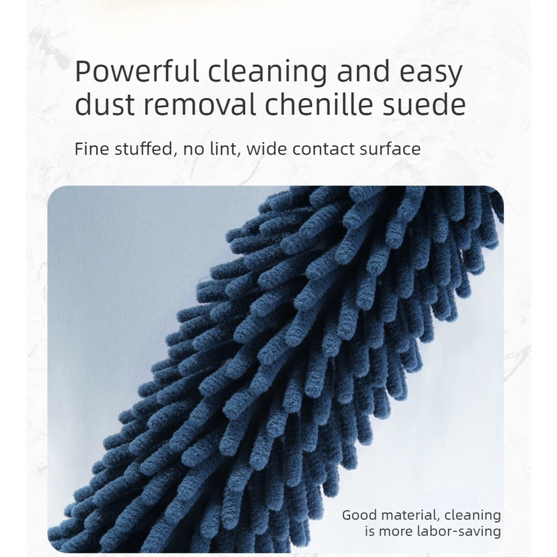 Chenille Duster, Strong Absorption & Dust Trapping Cleaning Brush, Reusable for Home, High Places, Crevices, and Under-Bed Cleaning - Blue - Image 4