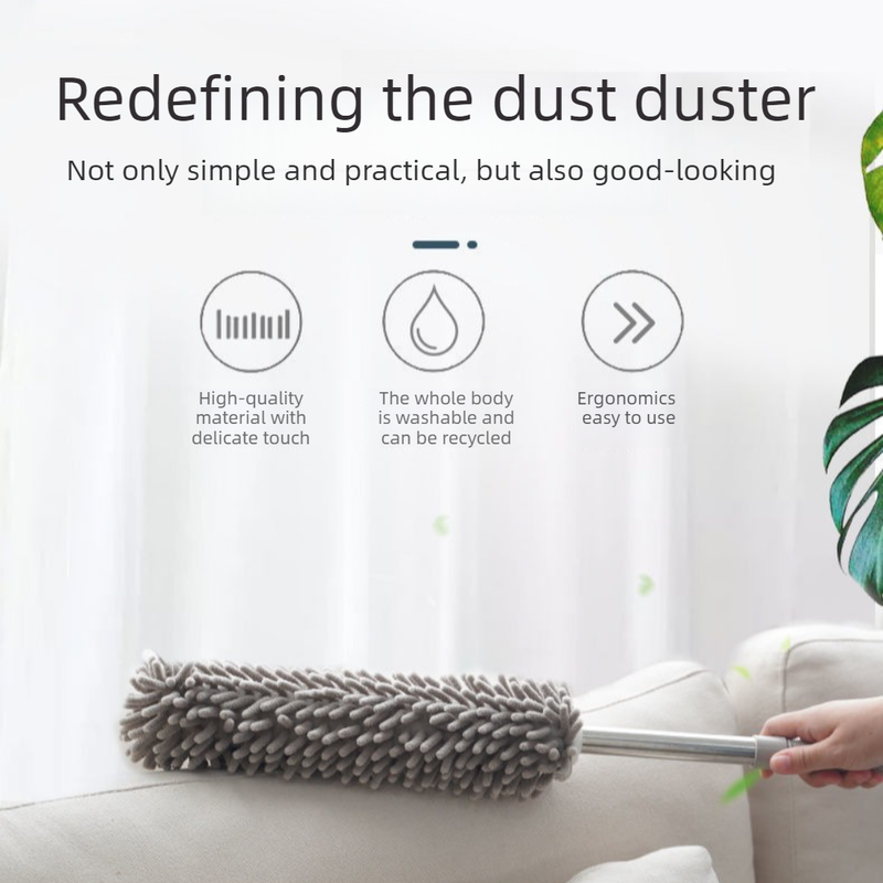 Chenille Duster, Strong Absorption & Dust Trapping Cleaning Brush, Reusable for Home, High Places, Crevices, and Under-Bed Cleaning - Green - Image 3