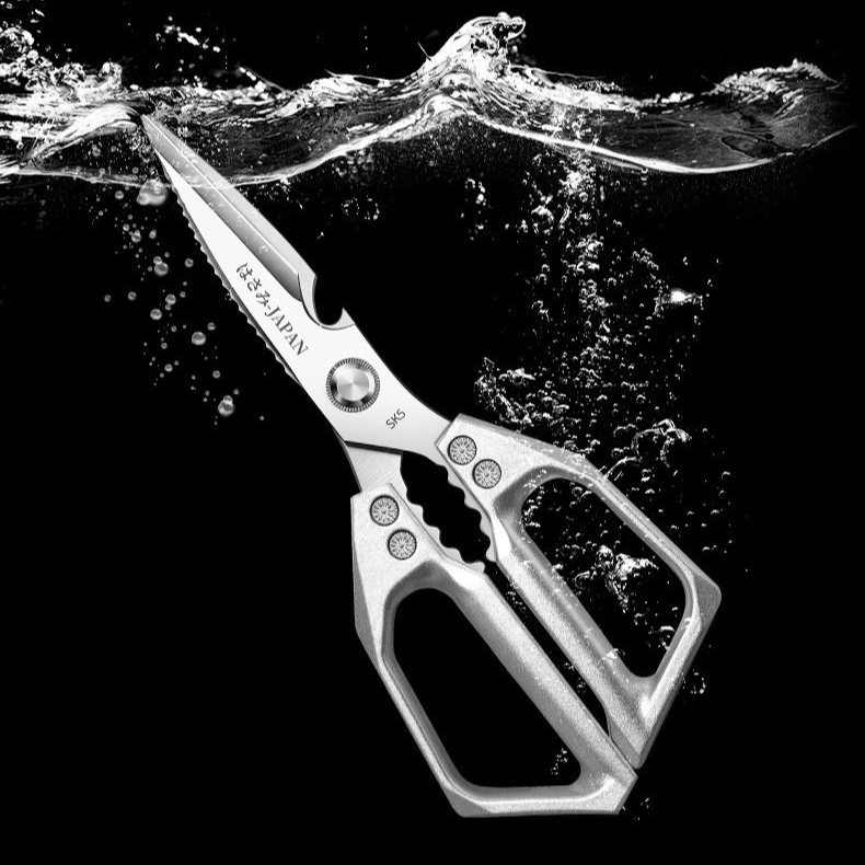 2-Pack Kitchen Scissors Set, SK5 Stainless Steel, Multi-Functional Straight & Curved Shears for Chicken Bones, BBQ, Fish, Vegetables - Silver - Image 6