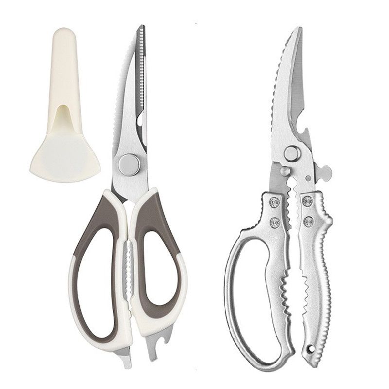 2-Pack Kitchen Scissors Set, Heavy Duty Chicken Bone Shears & Detachable Kitchen Shears, 3Cr13 Stainless Steel & Magnetic Sheath - White - Image 1