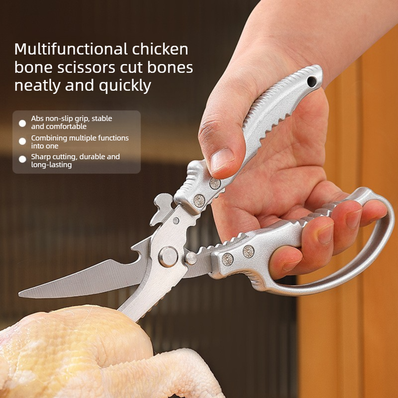 2-Pack Kitchen Scissors Set, Heavy-Duty Chicken Bone Shears & Detachable Kitchen Shears, 3Cr13 Stainless Steel & Magnetic Sheath - Red - Image 2