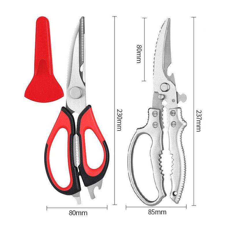 2-Pack Kitchen Scissors Set, Heavy-Duty Chicken Bone Shears & Detachable Kitchen Shears, 3Cr13 Stainless Steel & Magnetic Sheath - Red - Image 8