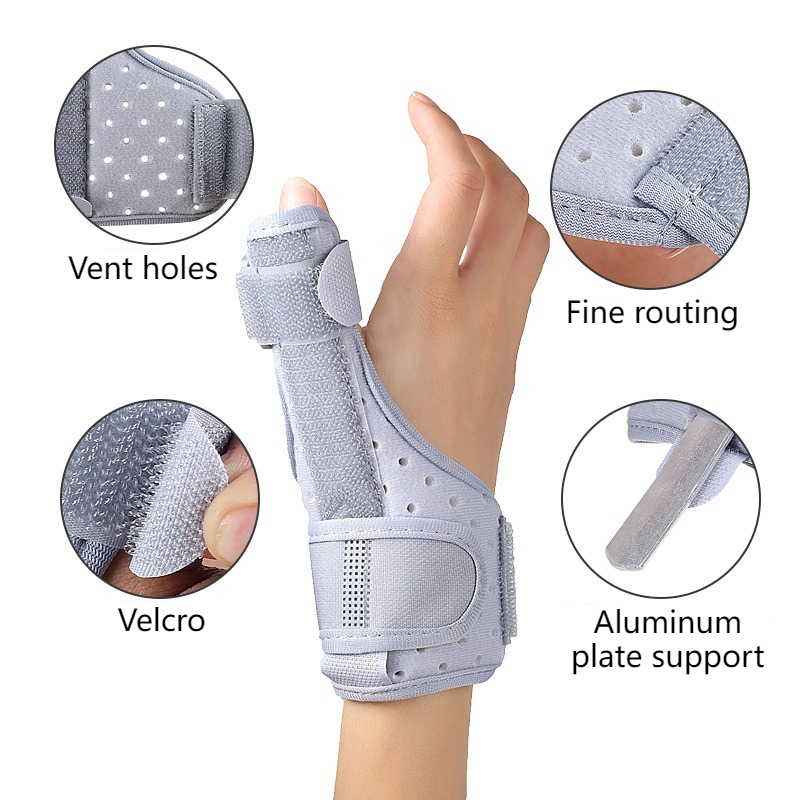 Thumb Support Brace, Adjustable Wrist & Thumb Stabilizer, Breathable Protector for Tendonitis—Gray - Image 3