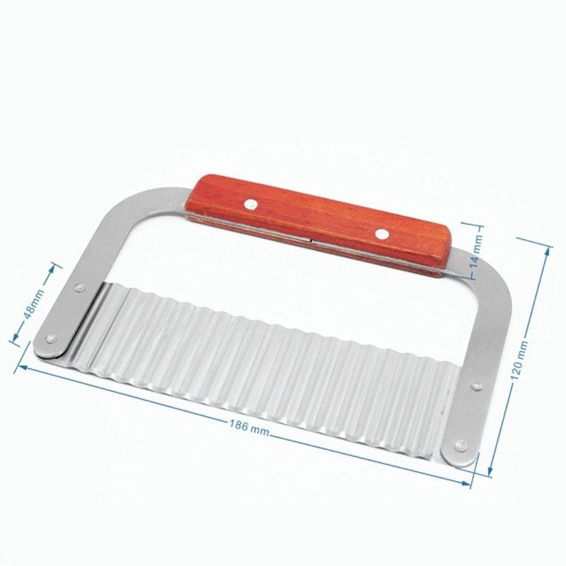 2 pieces - Stainless Steel Wavy Potato Cutter with Wooden Handle, Crinkle-Cut French Fry Slicer, Multi-Purpose Vegetable Chopper - Image 6