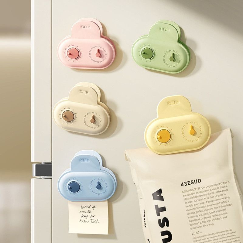 5PCS Cloud Magnetic Sealing Clips with Date Markers, Dual-Use Food Bag Sealer & Fridge Magnets - Image 1