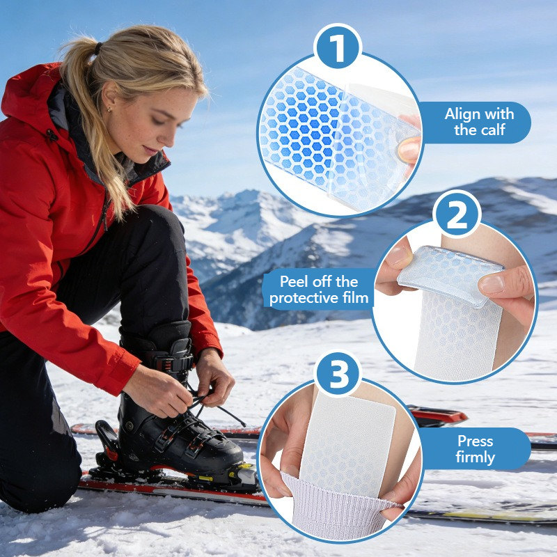 2PCS Self-Adhesive Gel Pads for Ski Boots, Anti-Friction Shock Absorbing Liners, Reusable & Washable - Image 3