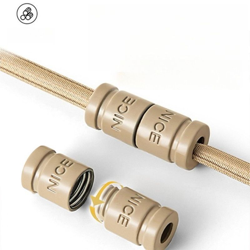 3 pairs Capsule Lock Elastic No-Tie Shoelaces, Lazy Stretch Shoe Laces for Kids, Adults, Sneakers, and Boots - Beige - Image 4