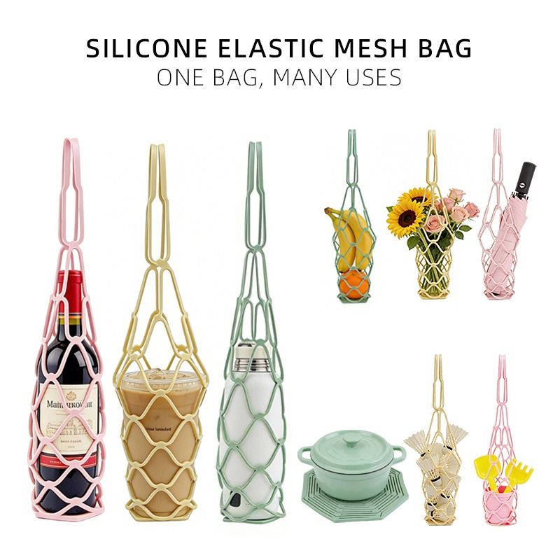 2-in-1 Transformable Silicone Coaster Carrier, Foldable Reusable Wine, Milk Tea, and Beverage Carry Bag & Heat Mat Gift - Pink - Image 3