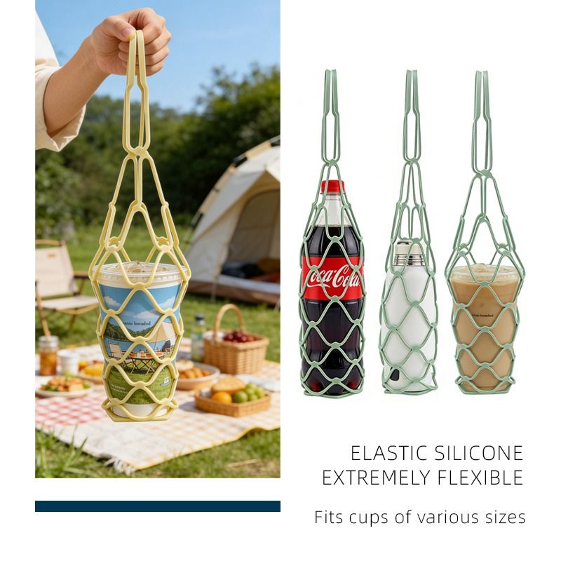 2-in-1 Transformable Silicone Coaster Carrier, Foldable Reusable Wine, Milk Tea, and Beverage Carry Bag & Heat Mat Gift - Pink - Image 6