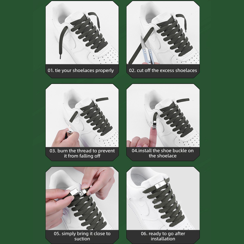 3-Pair Set - Magnetic Wide Elastic No-Tie Shoelaces, Lazy Magnetic Lock Stretch Laces for Kids and Adults - Beige - Image 5