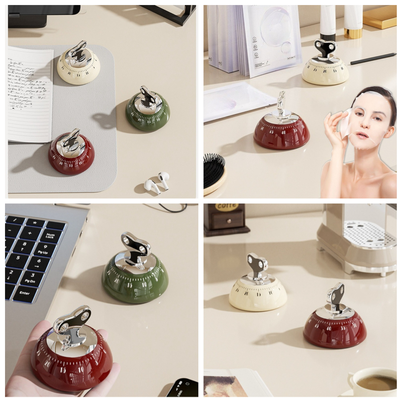 Vintage Magnetic Mechanical Kitchen Timer, 60-Minute Countdown Timer for the Fridge, Battery-Free Cooking Alarm—White - Image 7
