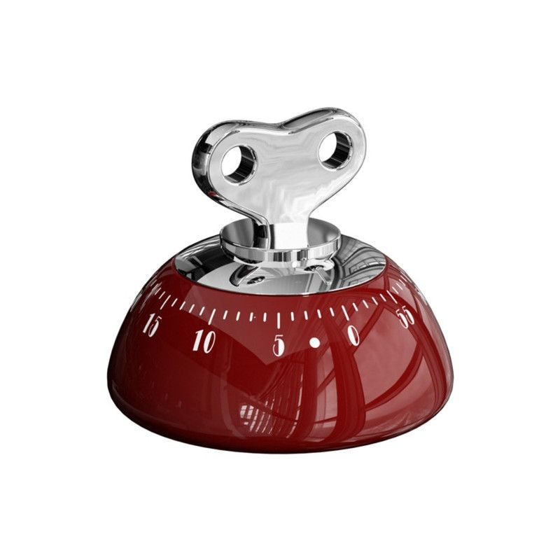 Vintage Magnetic Mechanical Kitchen Timer, 60-Minute Countdown Timer for the Fridge, Battery-Free Cooking Alarm—Red - Image 1