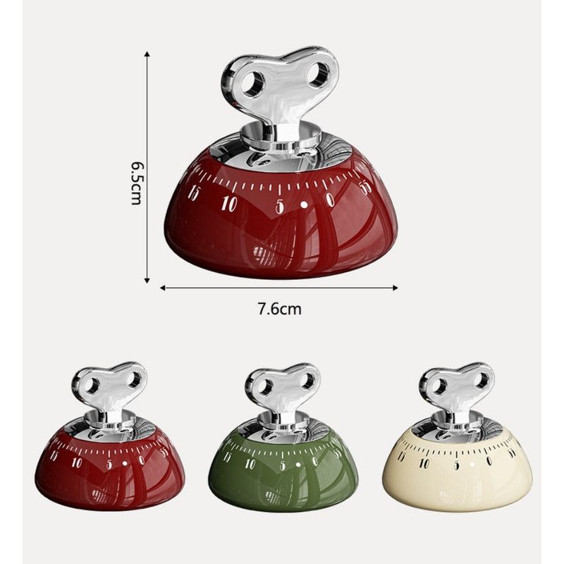 Vintage Magnetic Mechanical Kitchen Timer, 60-Minute Countdown Timer for the Fridge, Battery-Free Cooking Alarm—Red - Image 5