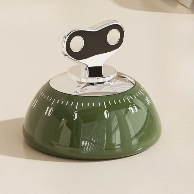 Vintage Magnetic Mechanical Kitchen Timer, 60-Minute Countdown Timer for the Fridge, Battery-Free Cooking Alarm—Green - Image 1