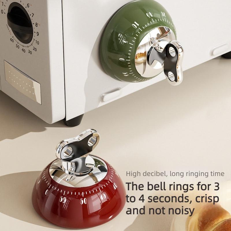 Vintage Magnetic Mechanical Kitchen Timer, 60-Minute Countdown Timer for the Fridge, Battery-Free Cooking Alarm—Green - Image 6