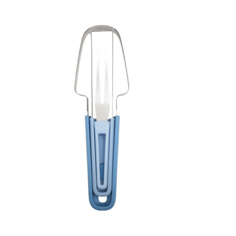 3-in-1 Stainless Steel Watermelon Cutter Set, Multi-Function Melon Slicer, Scoop, and Fork Kitchen Tool—Blue - Image 1