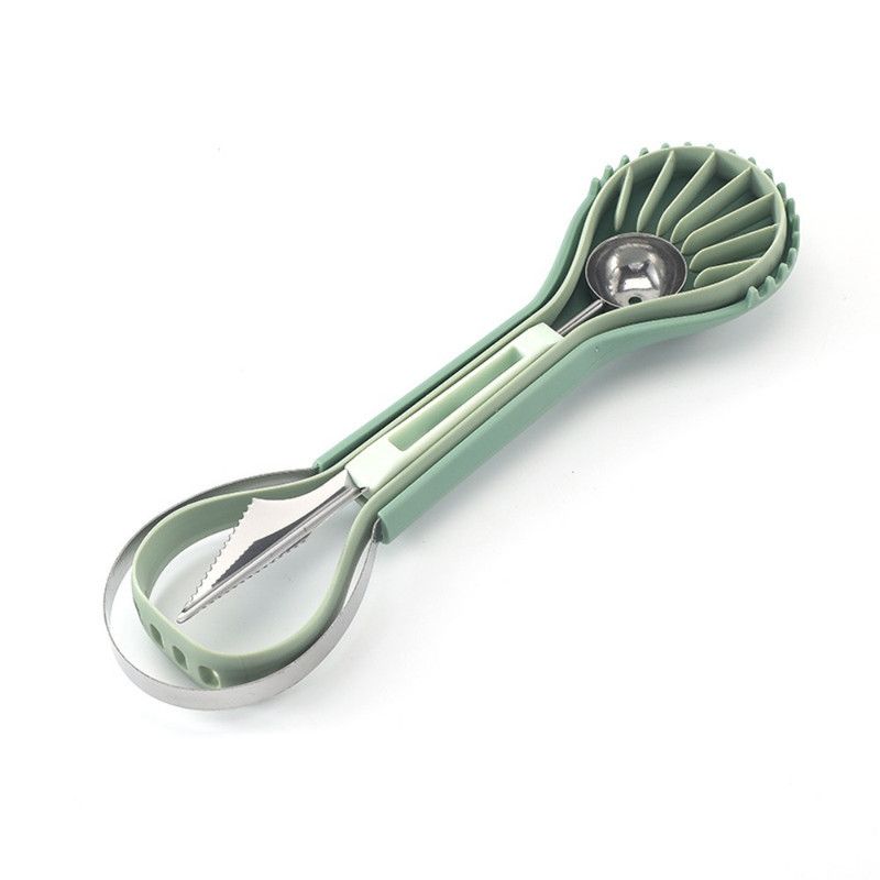 6-in-1 Multi-Fruit Tool 3-Piece Set, Stainless Steel Melon Baller and Carving Scoop for Watermelon and Cantaloupe Platters—Blue - Image 5