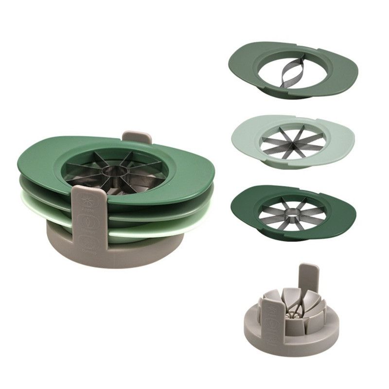 3-in-1 Multi-Fruit Slicer Set, Apple, Mango, and Tomato Cutter, Stackable Vegetable Cutting Kitchen Tool—Green - Image 1